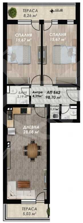 Тристаен апартамент в Пловдив, Кършияка - 114 кв.м за 857 €/кв.м - Снимка #1