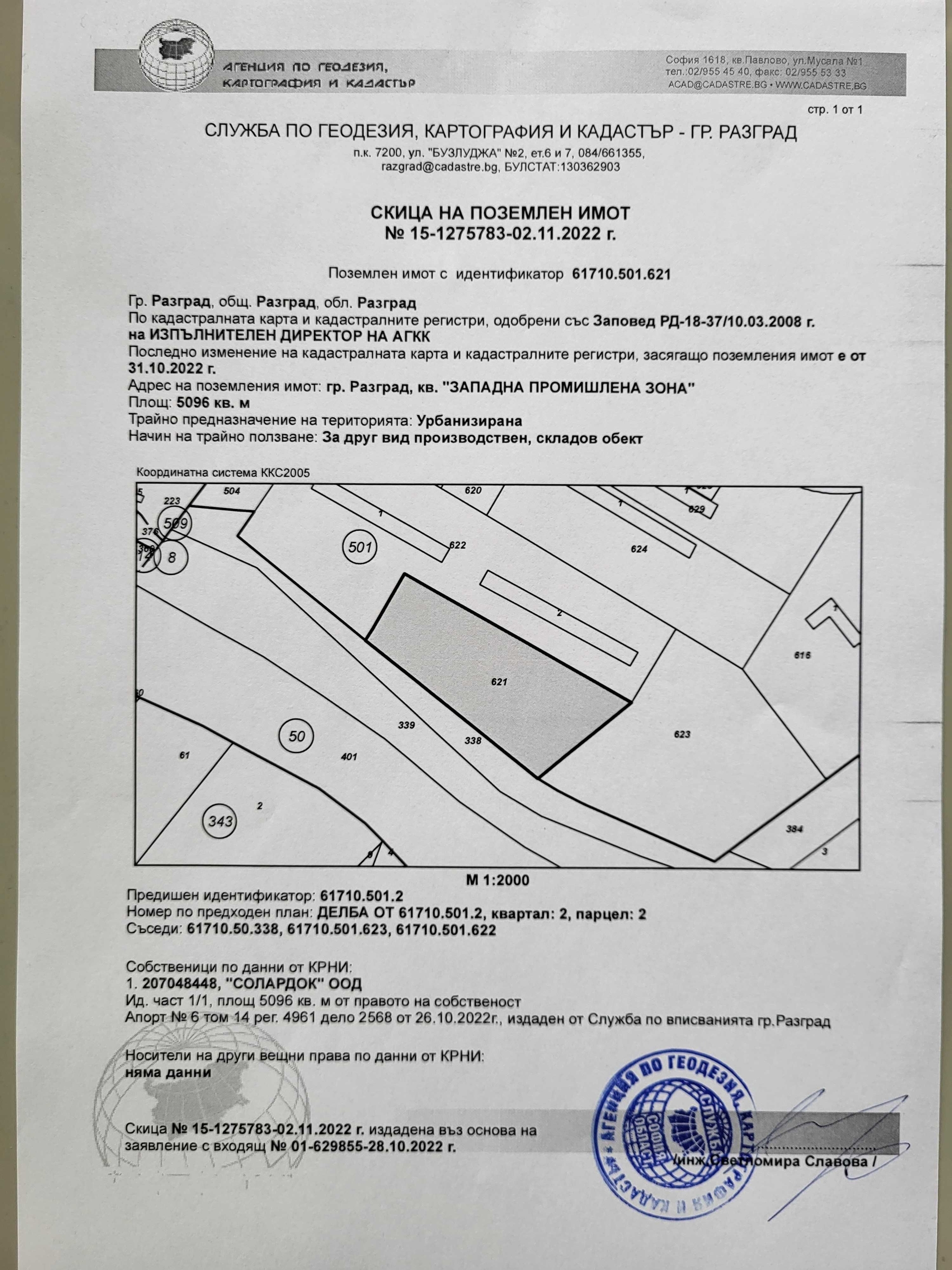 Парцел в Разград, Промишлена зона - Запад - 5096 кв.м за 15 €/кв.м - Снимка #1
