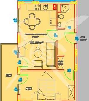 Двустаен апартамент в Бургас, Меден рудник - зона А - 69 кв.м за 906 €/кв.м - Снимка #1