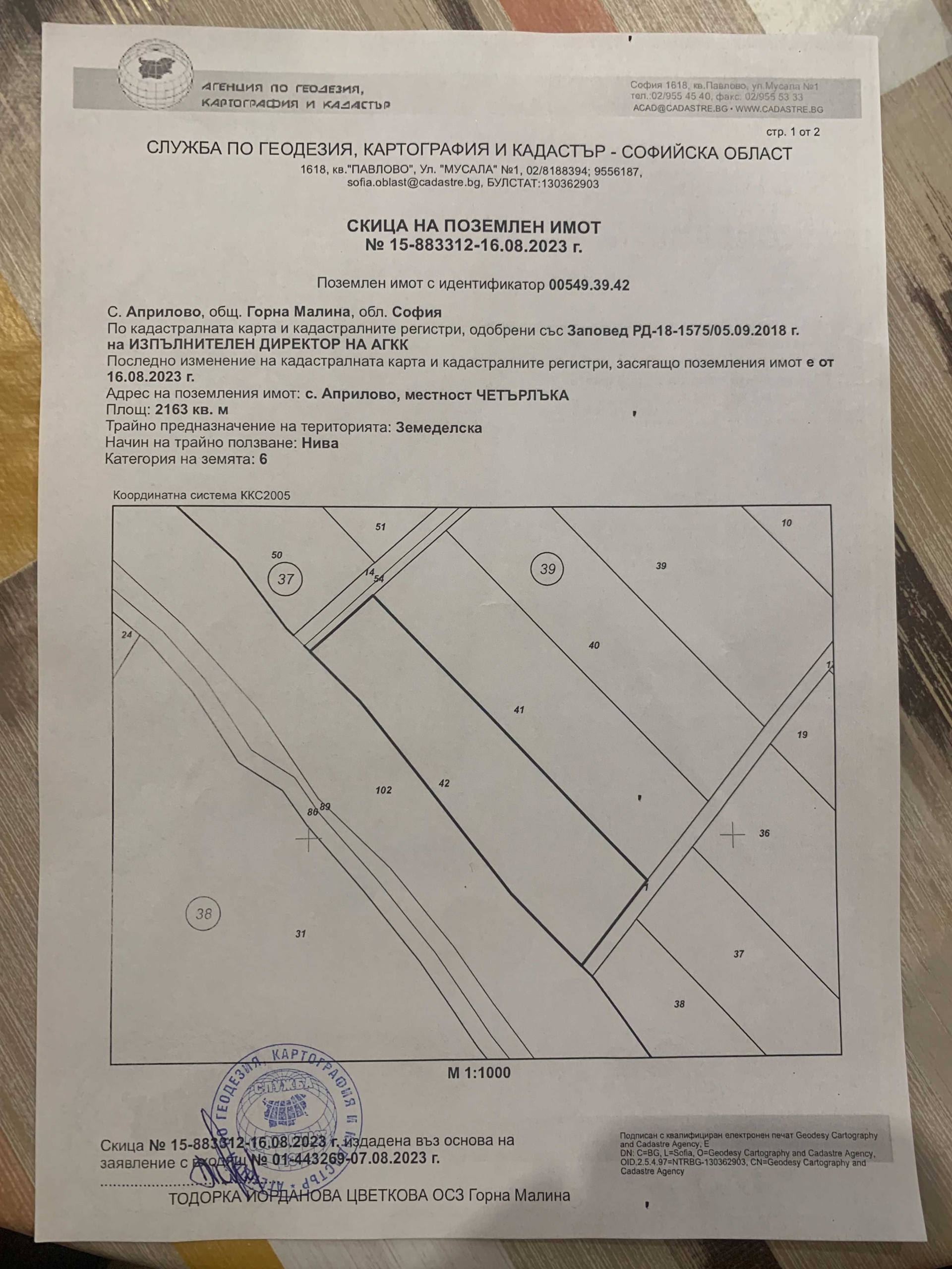 Земеделски имот в с. Априлово, Област София-област -  кв.м за 6 €/дка - Снимка #1
