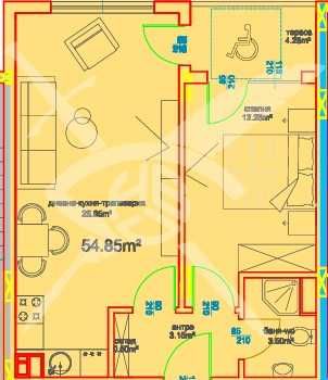 Двустаен апартамент в Бургас, Меден рудник - зона А - 62 кв.м за 873 €/кв.м - Снимка #1