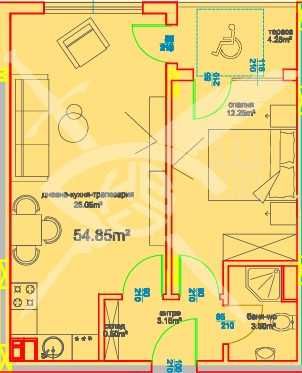 Двустаен апартамент в Бургас, Меден рудник - зона А - 59 кв.м за 909 €/кв.м - Снимка #1