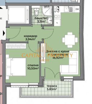 Двустаен апартамент в Варна, Аспарухово - 60 кв.м за 1492 €/кв.м - Снимка #1