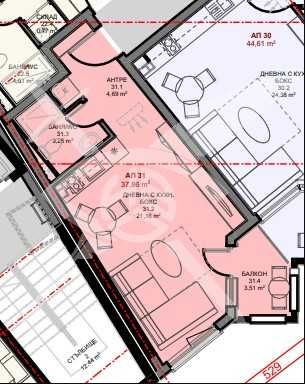 Едностаен апартамент в Поморие - 37 кв.м за 1201 €/кв.м - Снимка #1