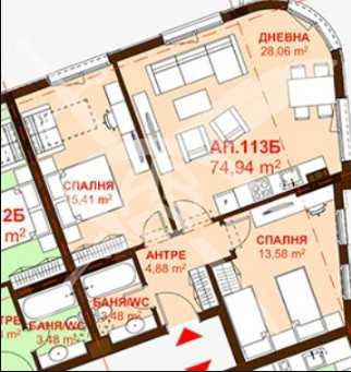 Тристаен апартамент в Бургас, Сарафово - 74 кв.м за 1615 €/кв.м - Снимка #1