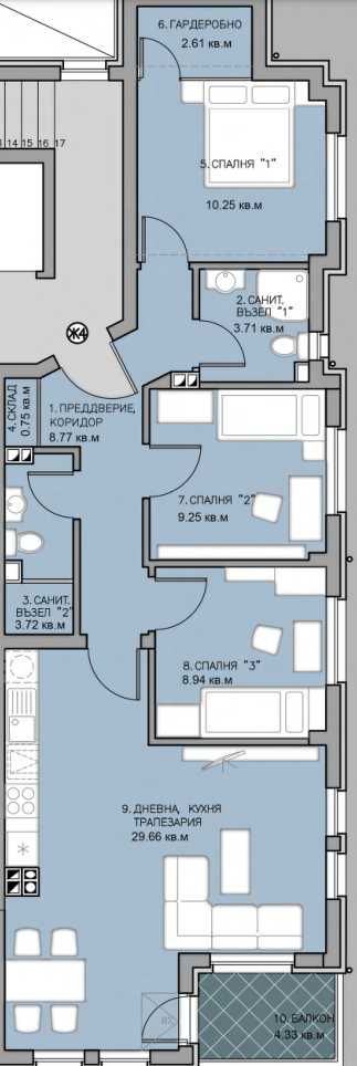 Многостаен апартамент в Пловдив, Остромила - 114 кв.м за 1118 €/кв.м - Снимка #1