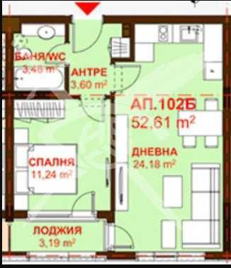 Двустаен апартамент в Бургас, Сарафово - 52 кв.м за 1647 €/кв.м - Снимка #1