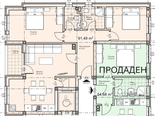 Тристаен апартамент в Пловдив, Прослав - 104 кв.м за 1102 €/кв.м - Снимка #1