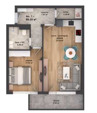 Двустаен апартамент в Пловдив, Кършияка - 77 кв.м за 504 €/кв.м - Снимка #1