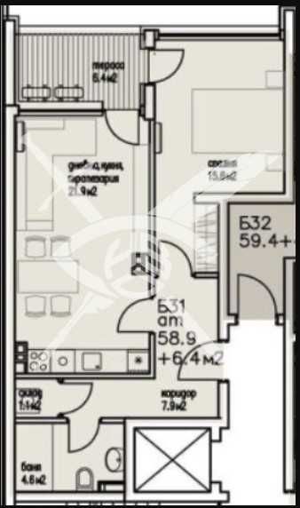 Тристаен апартамент в Бургас, Сарафово - 65 кв.м за 579 €/кв.м - Снимка #1