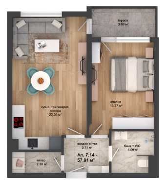 Двустаен апартамент в Пловдив, Кършияка - 64 кв.м за 1002 €/кв.м - Снимка #1