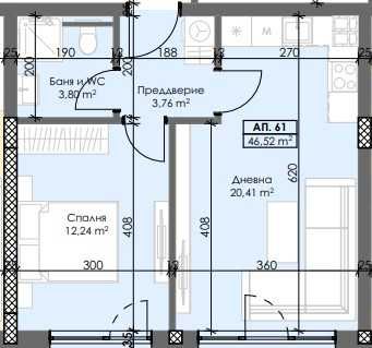 Двустаен апартамент в Пловдив, Тракия - 57 кв.м за 1086 €/кв.м - Снимка #1