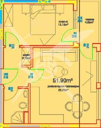Двустаен апартамент в Бургас, Меден рудник - зона А - 60 кв.м за 880 €/кв.м - Снимка #1