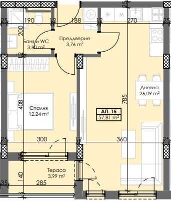 Двустаен апартамент в Пловдив, Тракия - 67 кв.м за 1066 €/кв.м - Снимка #1