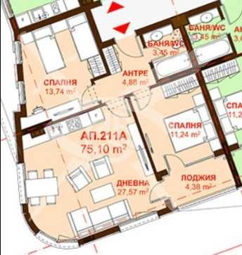 Тристаен апартамент в Бургас, Сарафово - 75 кв.м за 1575 €/кв.м - Снимка #1