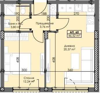Двустаен апартамент в Пловдив, Тракия - 58 кв.м за 1095 €/кв.м - Снимка #1
