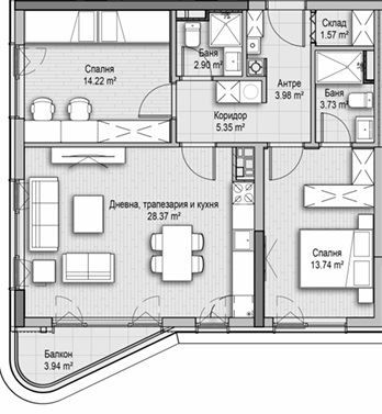 Тристаен апартамент в София, Витоша - 113 кв.м за 1530 €/кв.м - Снимка #1