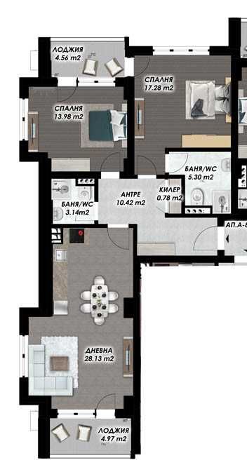 Тристаен апартамент в Пловдив, Мараша - 77 кв.м за 576 €/кв.м - Снимка #1