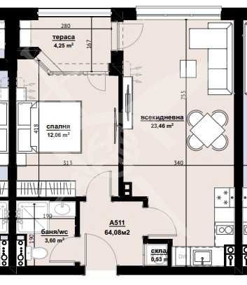 Двустаен апартамент в Бургас, Изгрев - 64 кв.м за 733 €/кв.м - Снимка #1