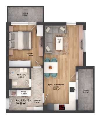 Двустаен апартамент в Пловдив, Кършияка - 77 кв.м за 991 €/кв.м - Снимка #1