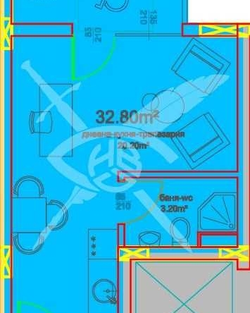 Едностаен апартамент в Бургас, Меден рудник - зона А - 36 кв.м за 923 €/кв.м - Снимка #1