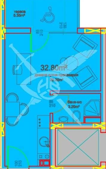 Едностаен апартамент в Бургас, Меден рудник - зона А - 36 кв.м за 923 €/кв.м - Снимка #1