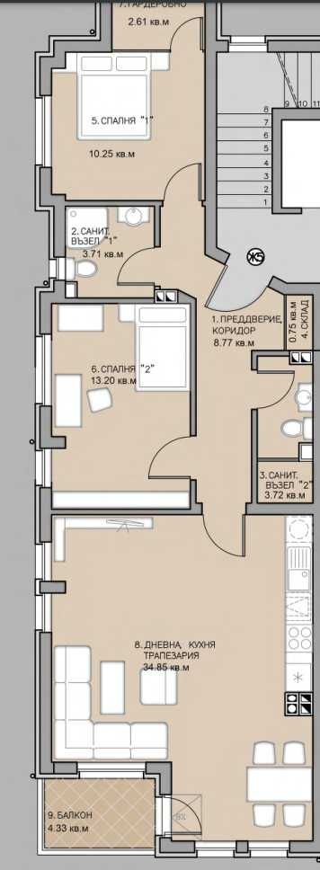 Тристаен апартамент в Пловдив, Остромила - 110 кв.м за 1159 €/кв.м - Снимка #1