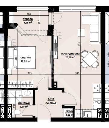 Двустаен апартамент в Бургас, Изгрев - 64 кв.м за 733 €/кв.м - Снимка #1