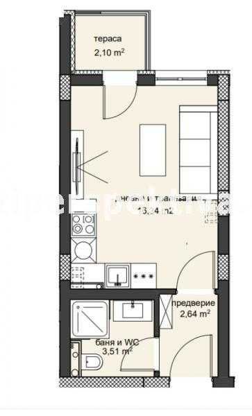 Едностаен апартамент в Пловдив, Христо Смирненски - 36 кв.м за 1128 €/кв.м - Снимка #1