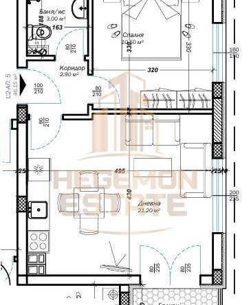 Двустаен апартамент в Варна, Възраждане 3 - 46 кв.м за 1979 €/кв.м - Снимка #1