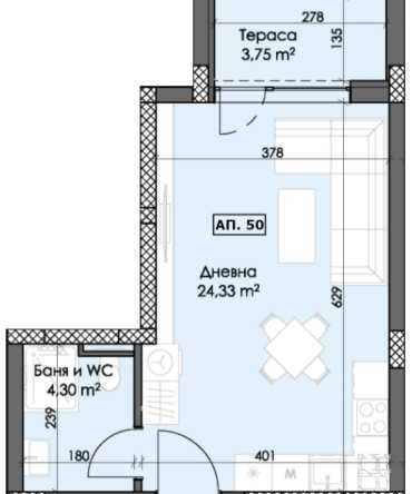 Едностаен апартамент в Пловдив, Тракия - 45 кв.м за 1108 €/кв.м - Снимка #1