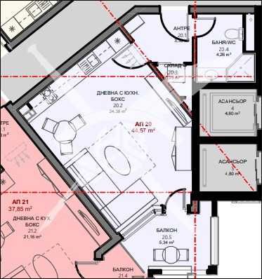 Едностаен апартамент в Поморие - 44 кв.м за 1097 €/кв.м - Снимка #1