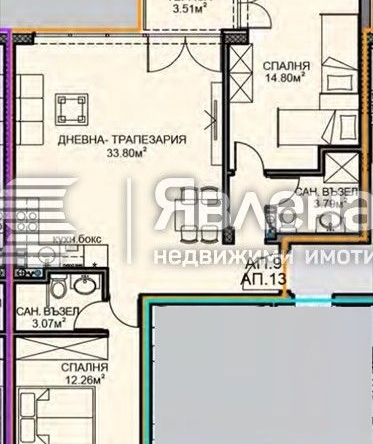Тристаен апартамент в София, Обеля 2 - 99 кв.м за 1344 €/кв.м - Снимка #1