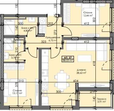 Тристаен апартамент в Пловдив, Тракия - 103 кв.м за 1086 €/кв.м - Снимка #1