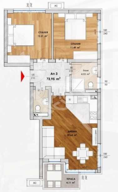 Тристаен апартамент в Пловдив, Кючук Париж - 73 кв.м за 1444 €/кв.м - Снимка #1