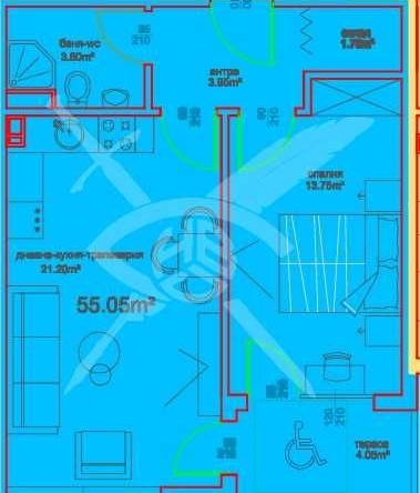 Двустаен апартамент в Бургас, Меден рудник - зона А - 62 кв.м за 560 €/кв.м - Снимка #1