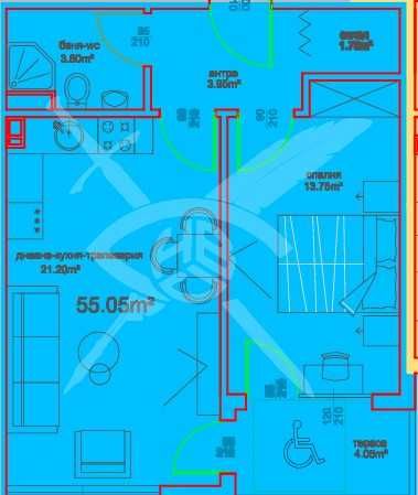 Двустаен апартамент в Бургас, Меден рудник - зона А - 62 кв.м за 560 €/кв.м - Снимка #1