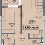 Двустаен апартамент в Бургас, Славейков - 58 кв.м за 1014 €/кв.м - Снимка #1