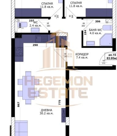 Тристаен апартамент в Варна, Кайсиева градина - 95 кв.м за 1203 €/кв.м - Снимка #1