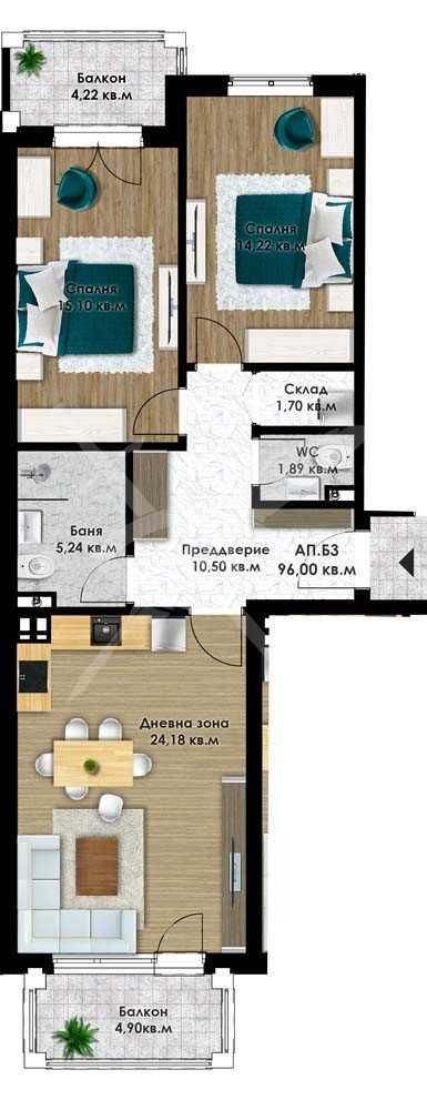Тристаен апартамент в Пловдив, Остромила - 113 кв.м за 941 €/кв.м - Снимка #1