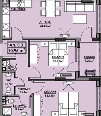 Тристаен апартамент в Бургас, Славейков - 91 кв.м за 1083 €/кв.м - Снимка #1