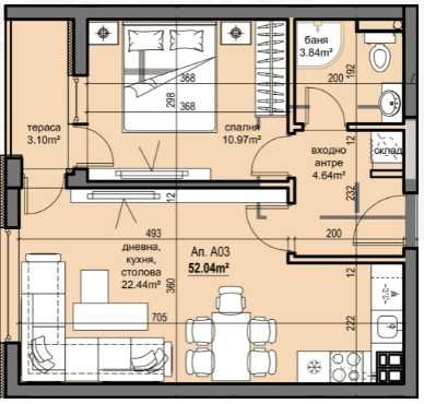 Двустаен апартамент в Пловдив, Христо Смирненски - 60 кв.м за 826 €/кв.м - Снимка #1