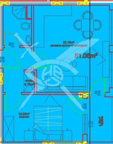 Двустаен апартамент в Бургас, Меден рудник - зона А - 59 кв.м за 881 €/кв.м - Снимка #1