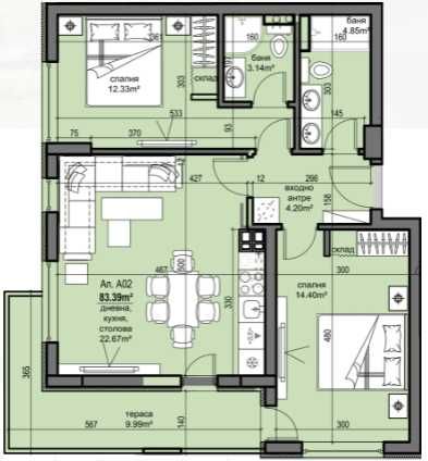 Тристаен апартамент в Пловдив, Христо Смирненски - 96 кв.м за 1244 €/кв.м - Снимка #1