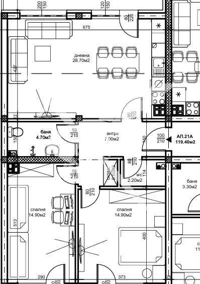 Тристаен апартамент в Пловдив, Беломорски - 134 кв.м за 959 €/кв.м - Снимка #1