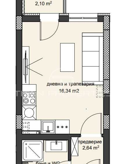 Едностаен апартамент в Пловдив, Христо Смирненски - 33 кв.м за 1597 €/кв.м - Снимка #1