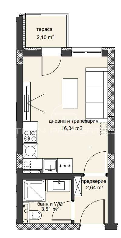 Едностаен апартамент в Пловдив, Христо Смирненски - 33 кв.м за 1597 €/кв.м - Снимка #1