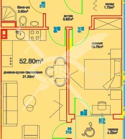 Двустаен апартамент в Бургас, Меден рудник - зона А - 59 кв.м за 909 €/кв.м - Снимка #1