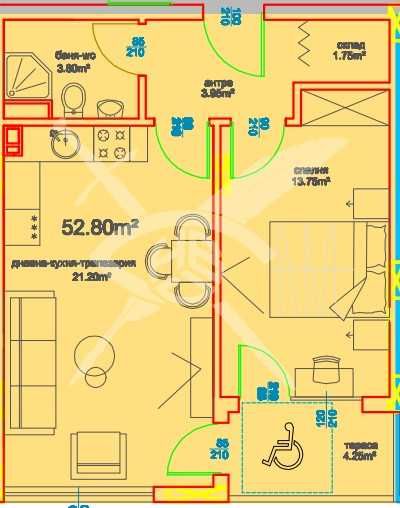 Двустаен апартамент в Бургас, Меден рудник - зона А - 59 кв.м за 909 €/кв.м - Снимка #1