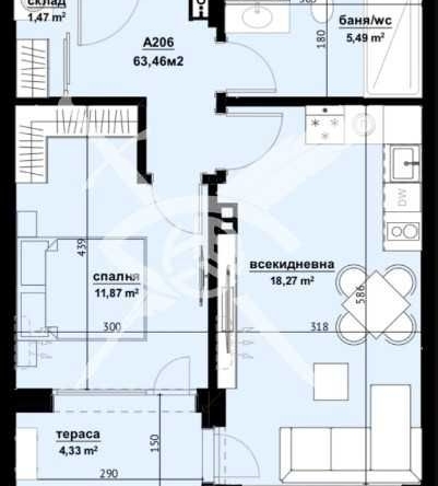 Двустаен апартамент в Бургас, Изгрев - 63 кв.м за 1191 €/кв.м - Снимка #1